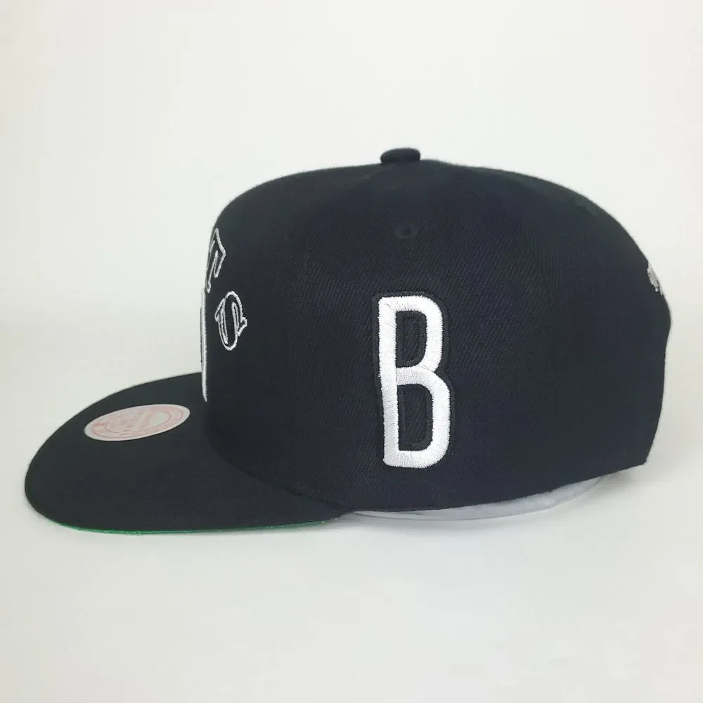Brooklyn Nets Mitchell & Ness NBA Snapback Hat Cap 3D Logo Side Panel‎ Logos NWT